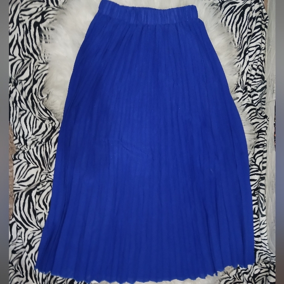 Women Blue belted pleated maxi skirt - Picture 5 of 15